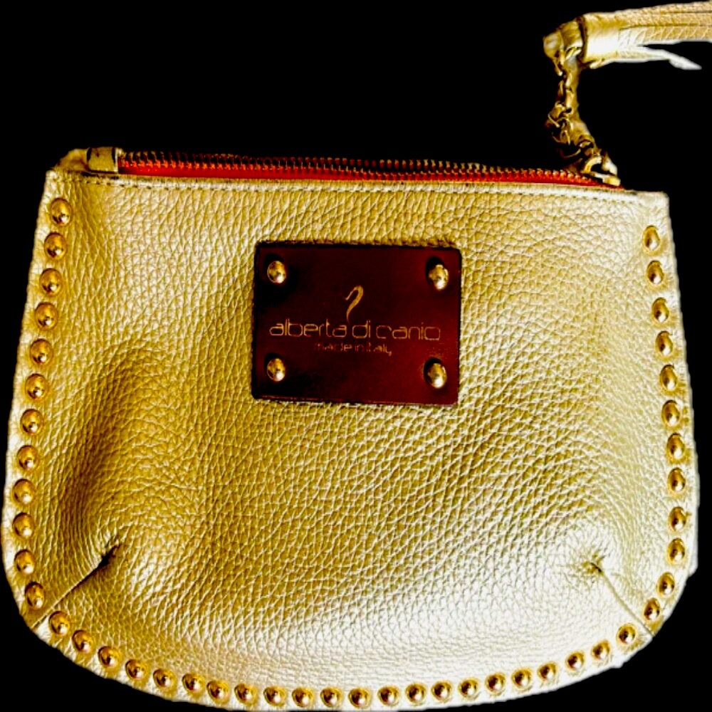 alberta di canio Italian Leather Gold  Clutch